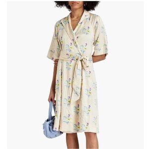GANNI crinkled butter yellow floral dress